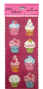 Glitter cupcake stickers